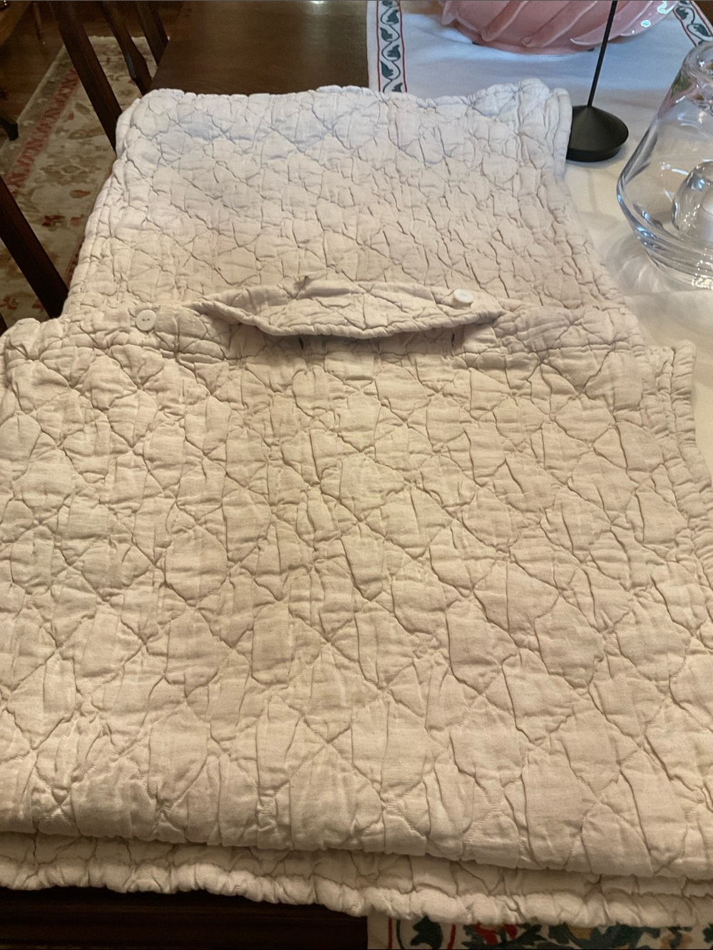 GORGEOUS set of cotton/linen King shams.  Never used.  Fine- high quality.